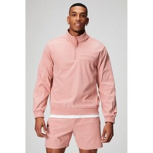 Fabletics Club Cord 1/4 Zip Jacket Mens Size XL Pink Slate Soft Casual Corduroy